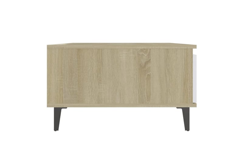 sofabord 90x60x35 cm spånplade hvid og sonoma-eg - Beige - Møbler - Borde - Sofabord