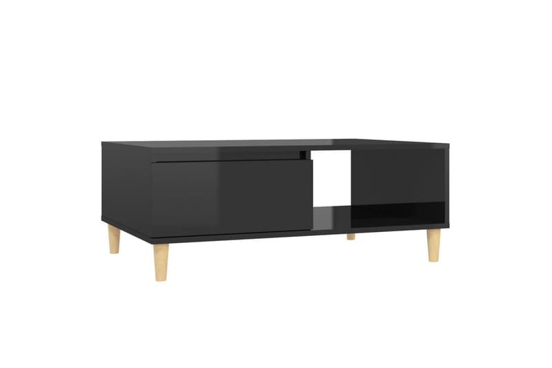 sofabord 90x60x35 cm spånplade sort højglans - Sort - Sofabord