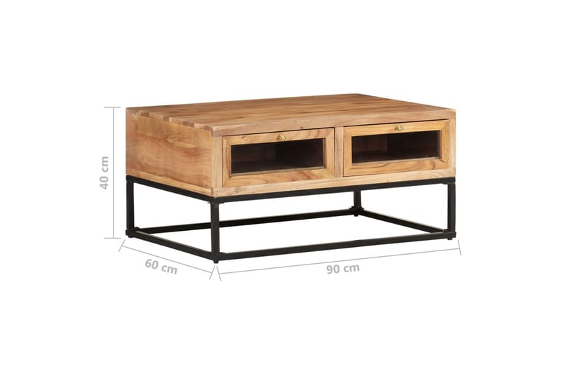 sofabord 90x60x40 cm massivt akacietræ - Brun - Møbler - Borde - Sofabord