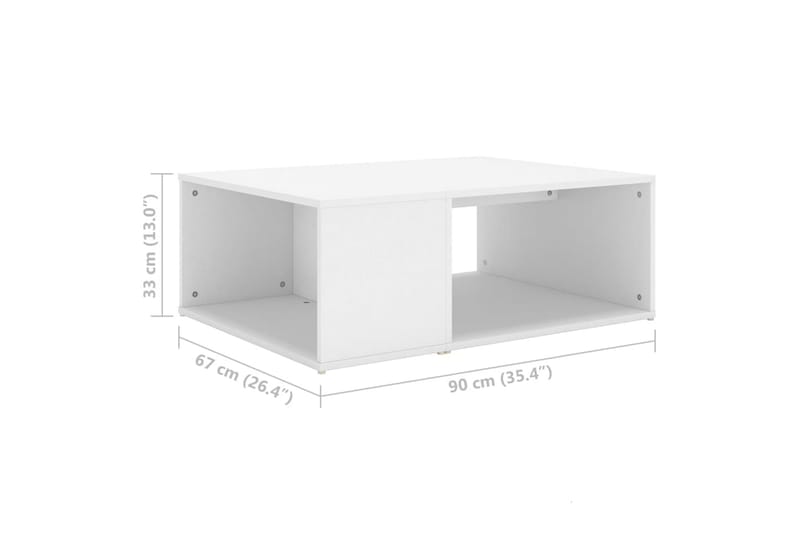 sofabord 90x67x33 cm spånplade hvid - Hvid - Sofabord