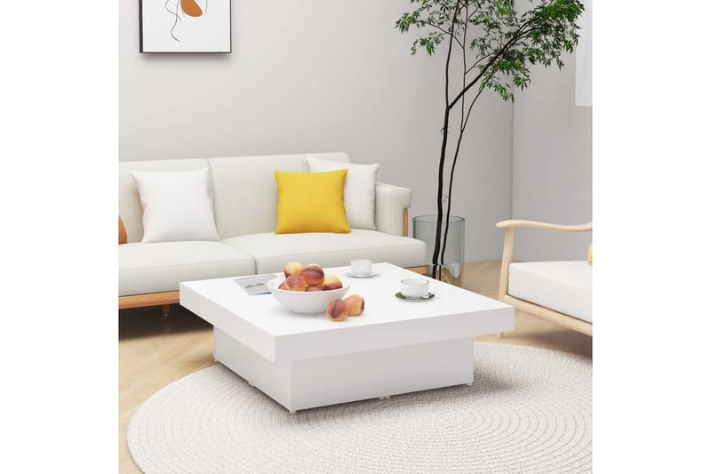 sofabord 90x90x28 cm spånplade hvid - Hvid - Sofabord