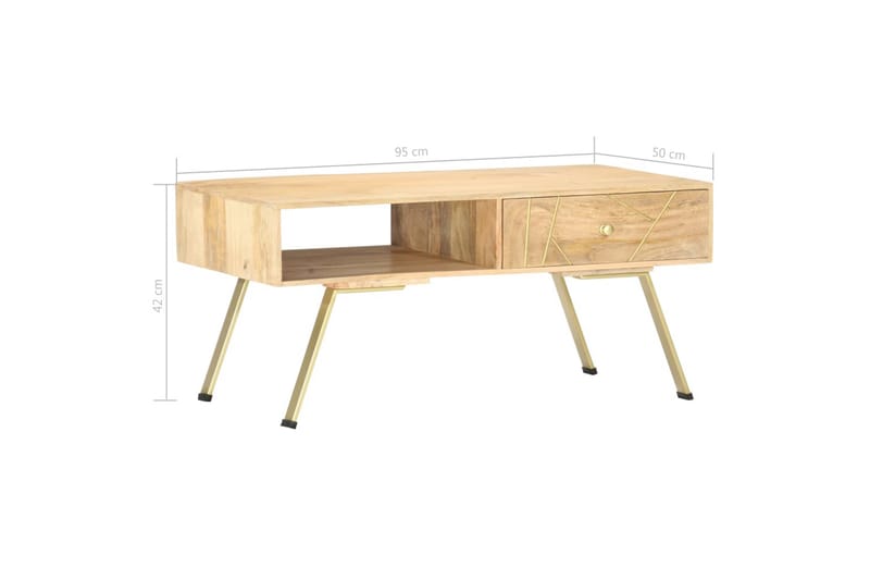 Sofabord 95x50x42 cm Massivt Mangotræ - Brun - Sofabord