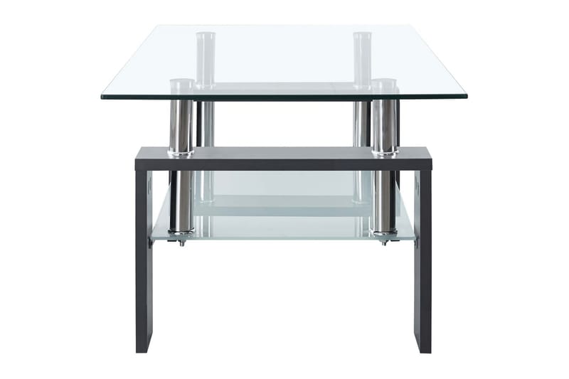sofabord 95x55x40 cm hærdet glas grå og transparent - Grå - Sofabord