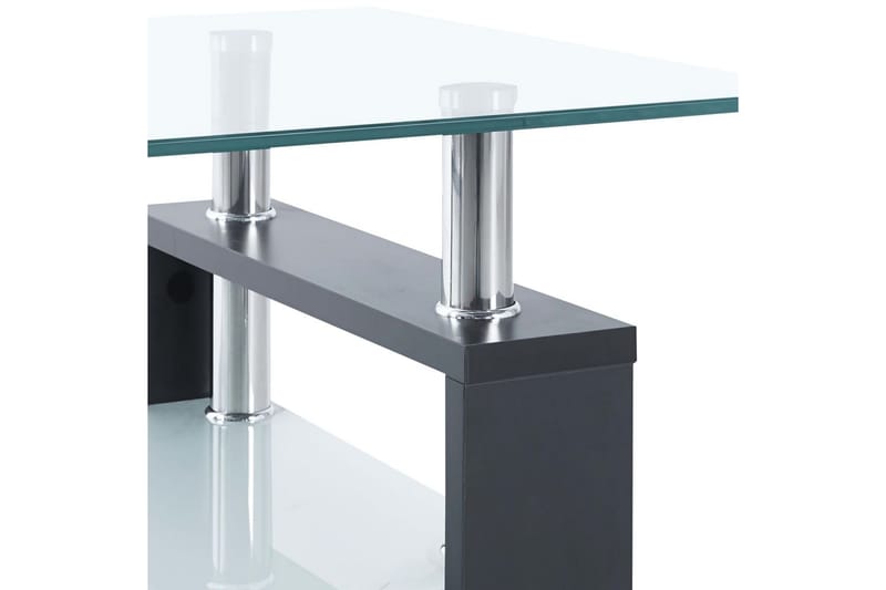 sofabord 95x55x40 cm hærdet glas grå og transparent - Grå - Sofabord