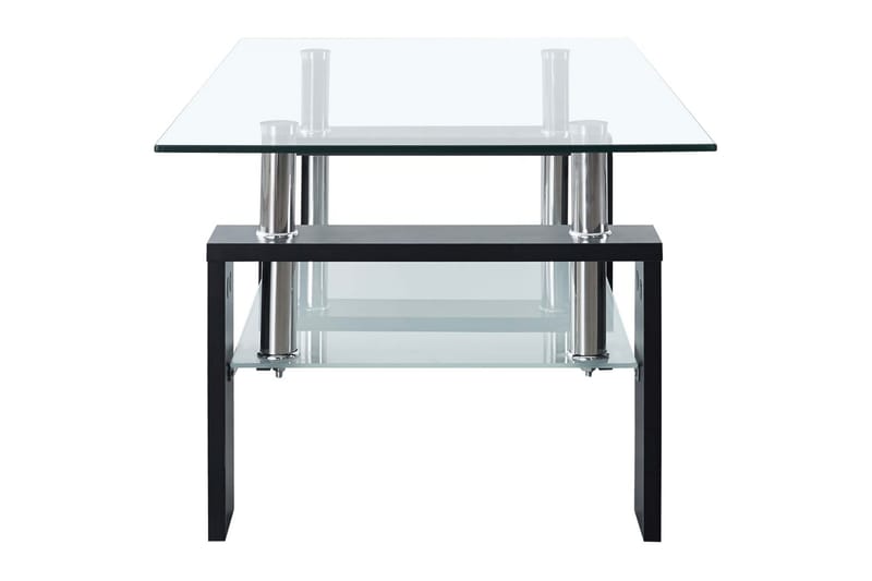 sofabord 95x55x40 cm hærdet glas sort og transparent - Sort - Sofabord