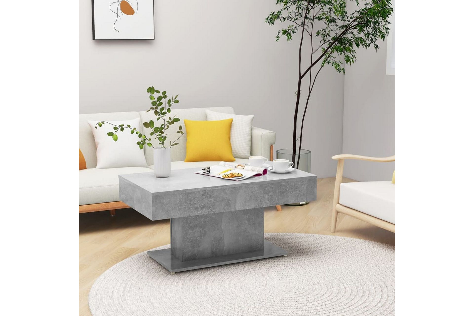 sofabord 96x50x45 cm spånplade betongrå - Grå - Møbler - Borde - Sofabord