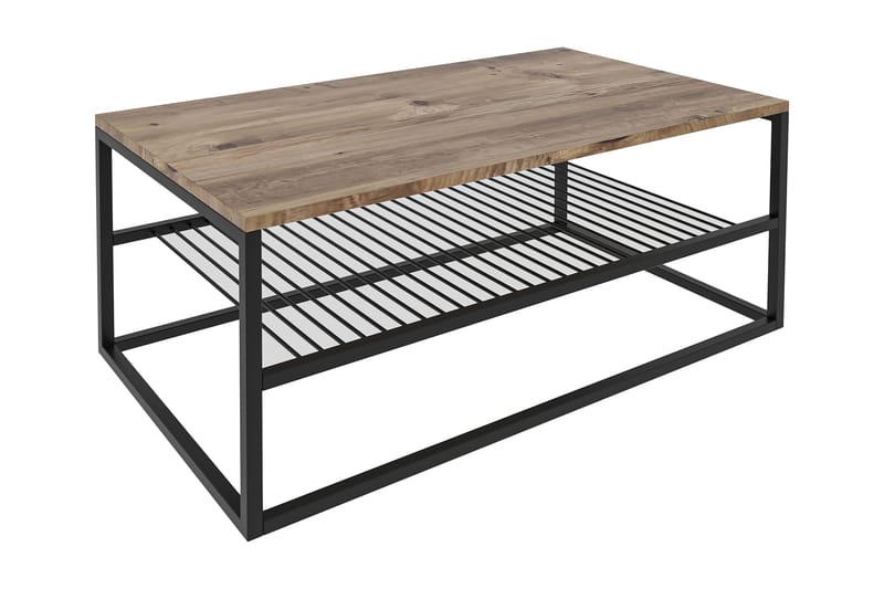 Sofabord Emlak sofabord 95 cm marmormønster med opbevaringshylde Svart,Trä/Natur - Møbler - Borde - Sofabord