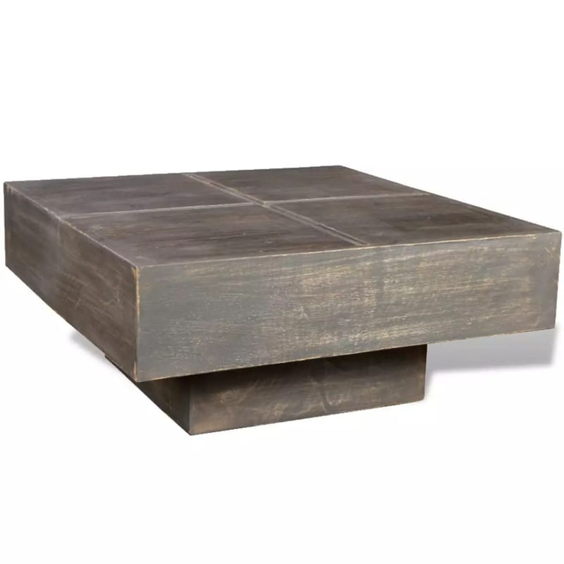 Sofabord Firkantet Massivt Mangotræ Mørkebrun - Brun - Sofabord