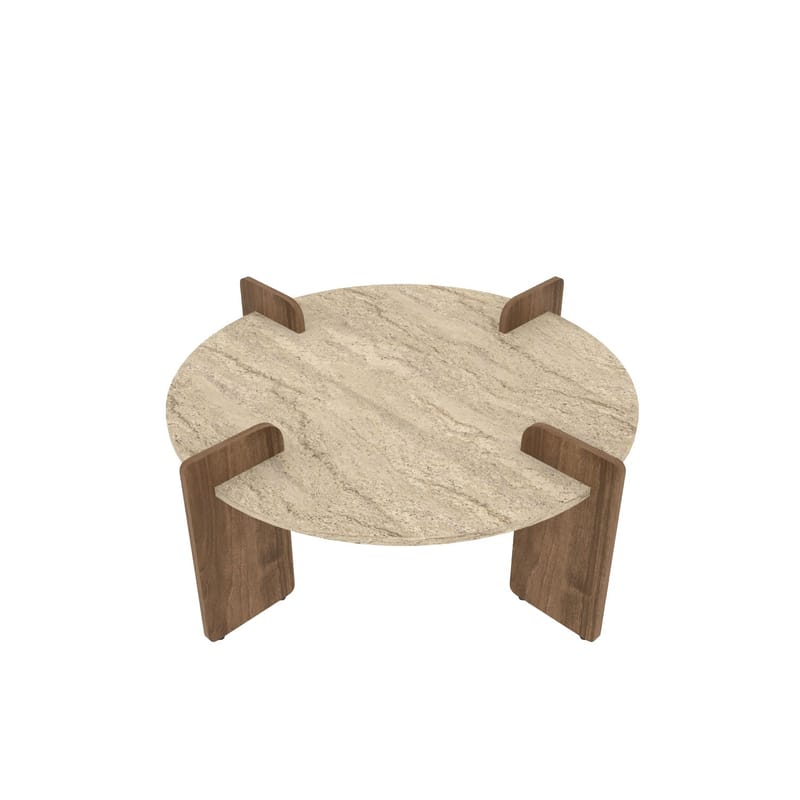 Sofabord Hanah Home Avoure (90 x 35 x 90 cm) Travertine Walnut, Travertin og valnød