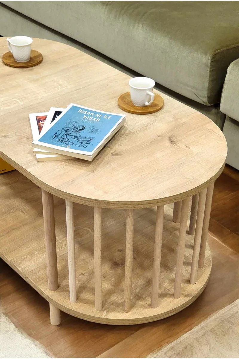 Sofabord Hanah Home Peka Round (90 x 43 x 45 cm) Sapphire Oak - Sapphire Oak - Møbler - Borde - Sofabord