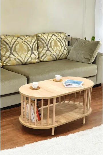 Sofabord Hanah Home Peka Round (90 x 43 x 45 cm) Sapphire Oak - Sapphire Oak - Møbler - Borde - Sofabord