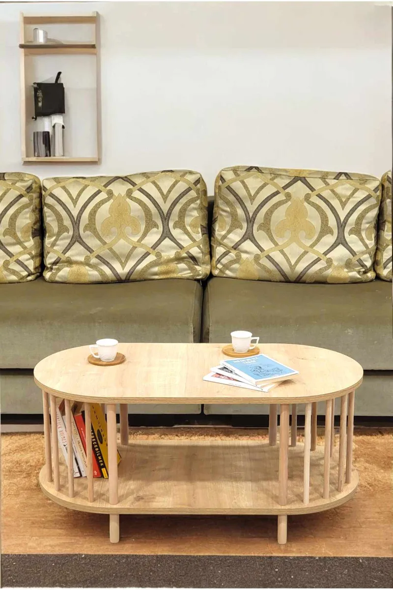 Sofabord Hanah Home Peka Round (90 x 43 x 45 cm) Sapphire Oak - Sapphire Oak - Møbler - Borde - Sofabord