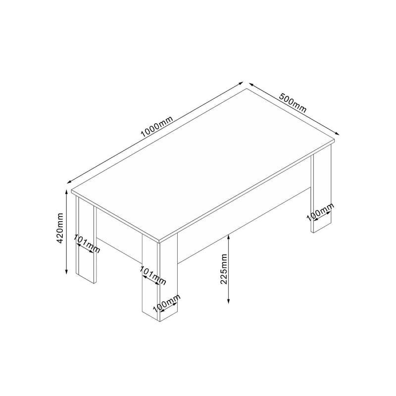 Sofabord HOME4YOU Hannes 100x50x42 cm rustik melamin - Brun - Møbler - Borde - Sofabord