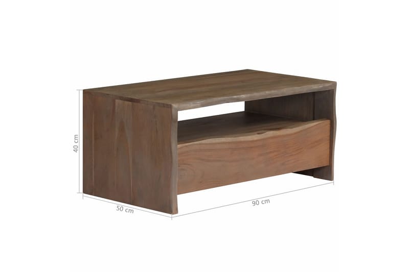 Sofabord I Akacie Levende Kanter 90 X 50 X 40 Cm - Grå - Møbler - Borde - Sofabord