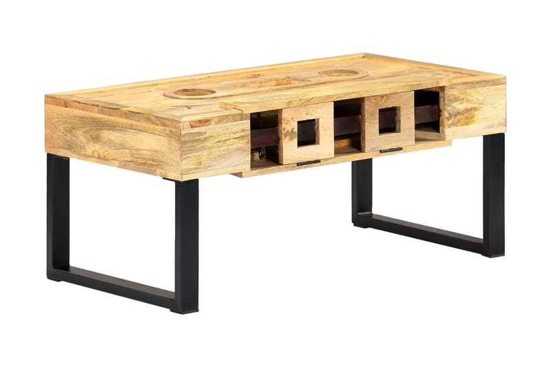 Sofabord I Kassettestil 100 X 52 X 45 Cm Massivt Mangotræ - Brun - Møbler - Borde - Sofabord