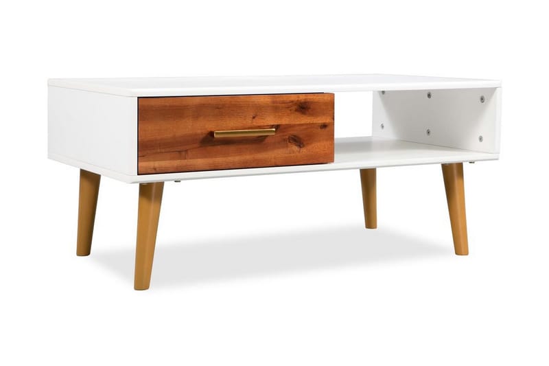 Sofabord I Massivt Akacietræ 90 X 50 X 40 Cm - Hvid - Møbler - Borde - Sofabord