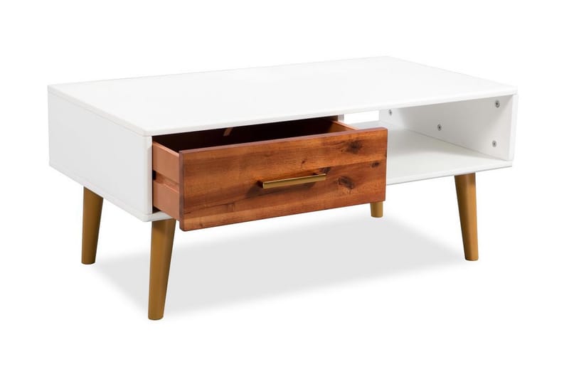 Sofabord I Massivt Akacietræ 90 X 50 X 40 Cm - Hvid - Møbler - Borde - Sofabord