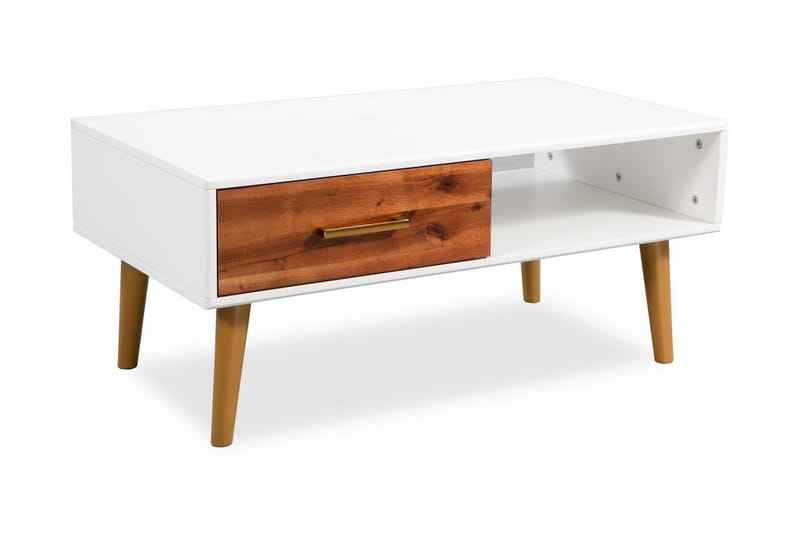 Sofabord I Massivt Akacietræ 90 X 50 X 40 Cm - Hvid - Møbler - Borde - Sofabord