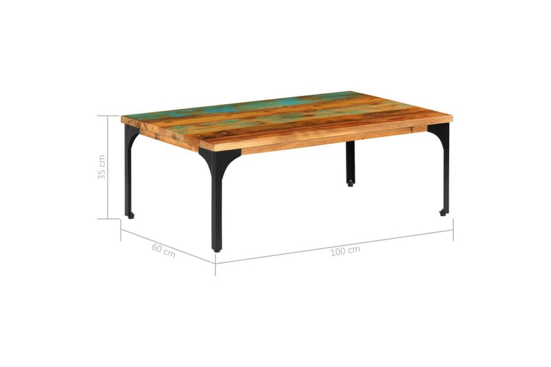 Sofabord I Massivt Genanvendt Træ 100 X 60 X 35 Cm - Brun - Sofabord