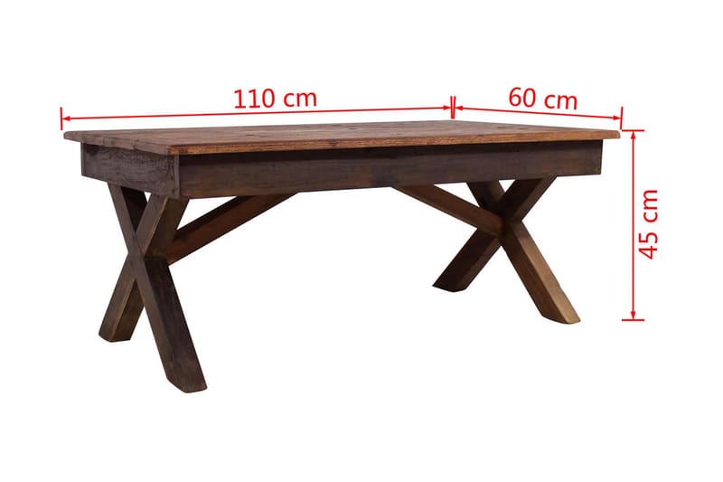 Sofabord I Massivt Genanvendt Træ 110 X 60 X 45 Cm - Brun - Møbler - Borde - Sofabord