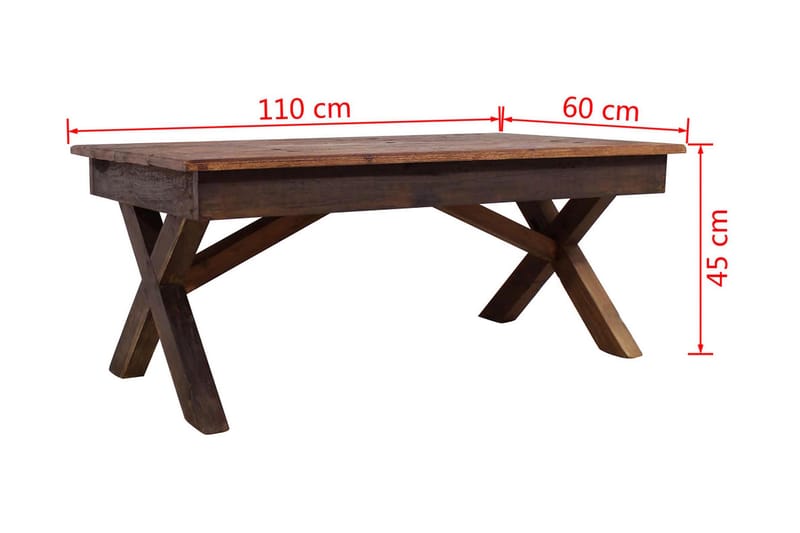 Sofabord I Massivt Genanvendt Træ 110 X 60 X 45 Cm - Brun - Sofabord