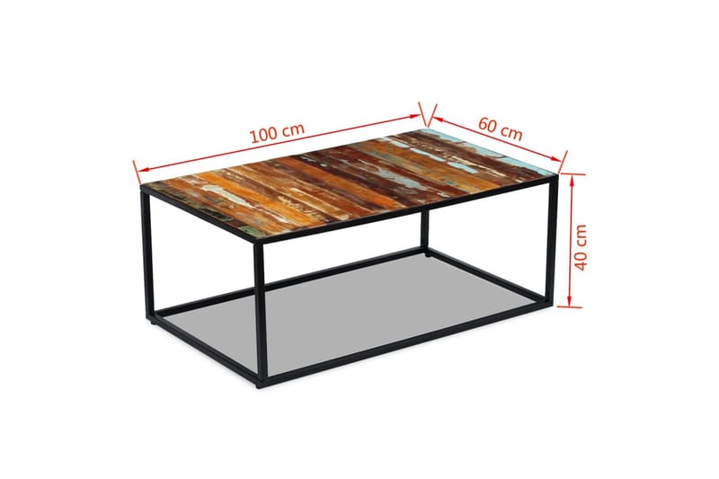 Sofabord I Massivt Genbrugstræ 100X60X40 Cm - Brun - Sofabord