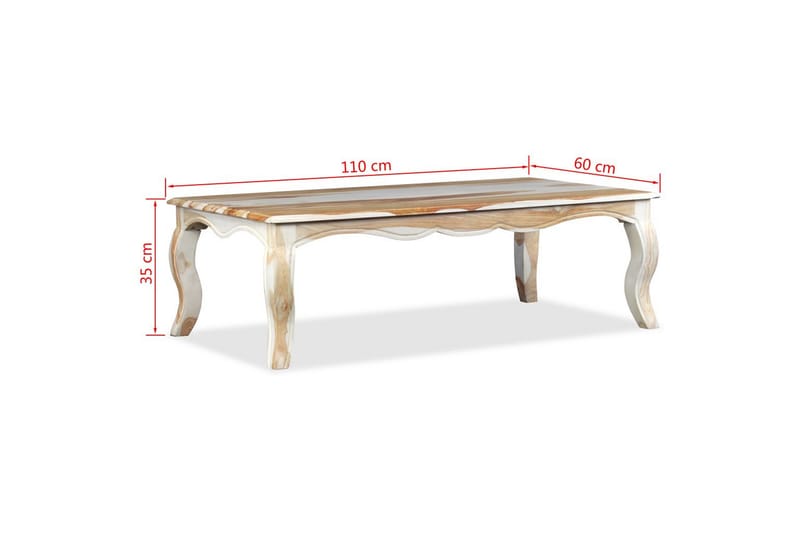 Sofabord I Massivt Sheeshamtræ 110 X 60 X 35 Cm - Hvid - Sofabord