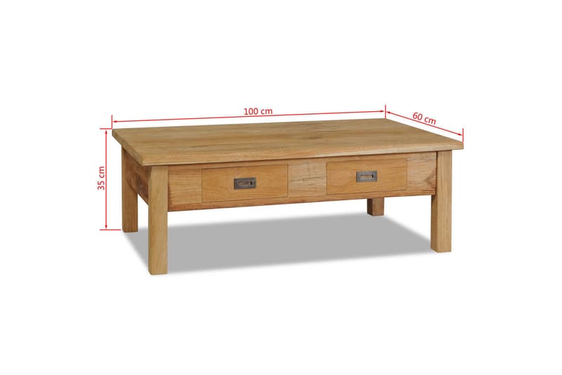 Sofabord I Massivt Teaktræ 100 X 60 X 35 Cm - Brun - Møbler - Borde - Sofabord