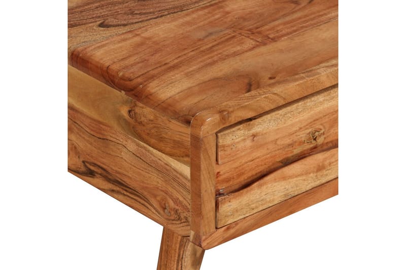 Sofabord I Massivt Træ Med Udskåret Skuffe 100 X 50 X 40 Cm - Brun - Sofabord
