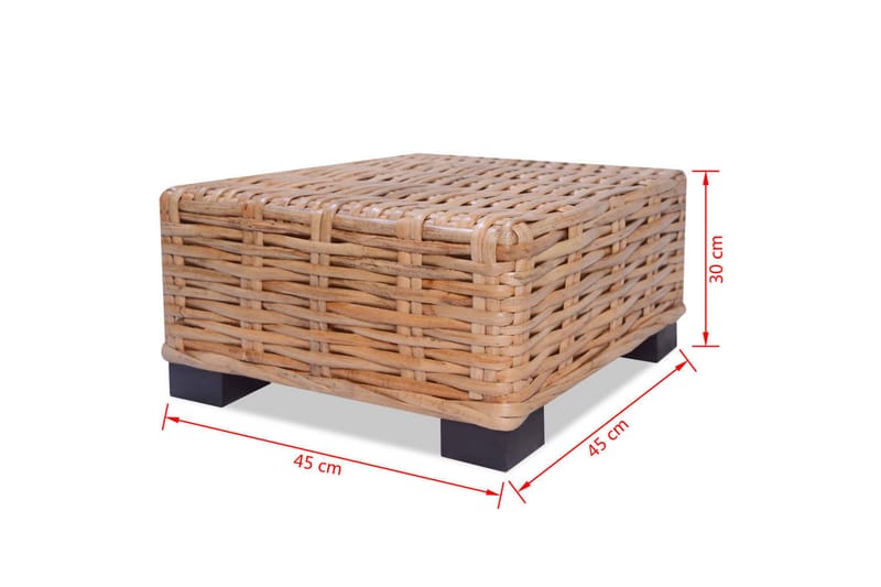 Sofabord I Naturrattan 45 X 45 X 30 Cm - Brun - Sofabord