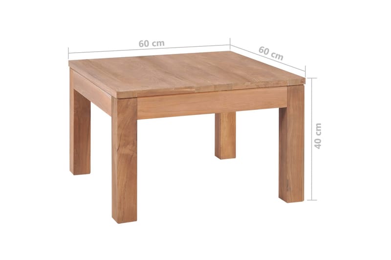 Sofabord I Teak m Naturlig Finish 60 X 60 X 40 Cm - Brun - Sofabord