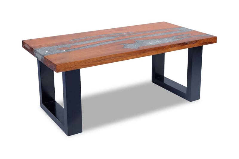 Sofabord I Teaktræ Og Plastik 100 X 50 Cm - Brun - Sofabord
