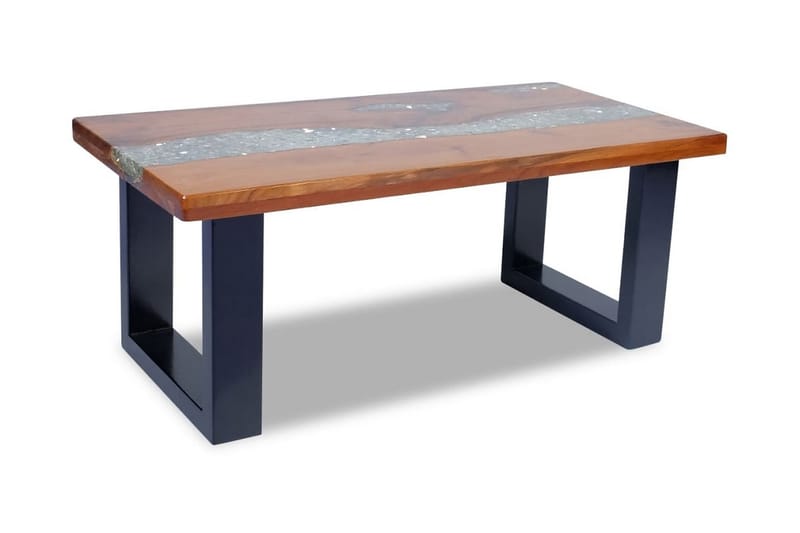 Sofabord I Teaktræ Og Plastik 100 X 50 Cm - Brun - Sofabord