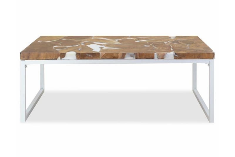 Sofabord I Teaktræ Og Plastik 110 X 60 X 40 Cm - Hvid - Møbler - Borde - Sofabord