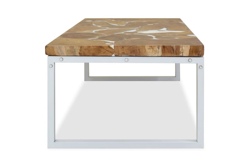 Sofabord I Teaktræ Og Plastik 110 X 60 X 40 Cm - Hvid - Møbler - Borde - Sofabord