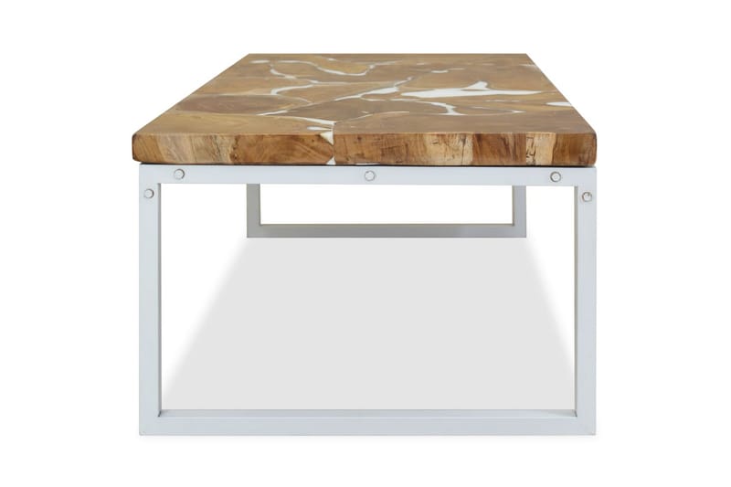 Sofabord I Teaktræ Og Plastik 110 X 60 X 40 Cm - Hvid - Sofabord