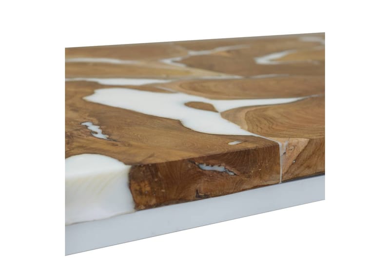 Sofabord I Teaktræ Og Plastik 110 X 60 X 40 Cm - Hvid - Møbler - Borde - Sofabord