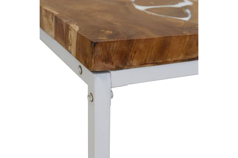 Sofabord I Teaktræ Og Plastik 110 X 60 X 40 Cm - Hvid - Møbler - Borde - Sofabord