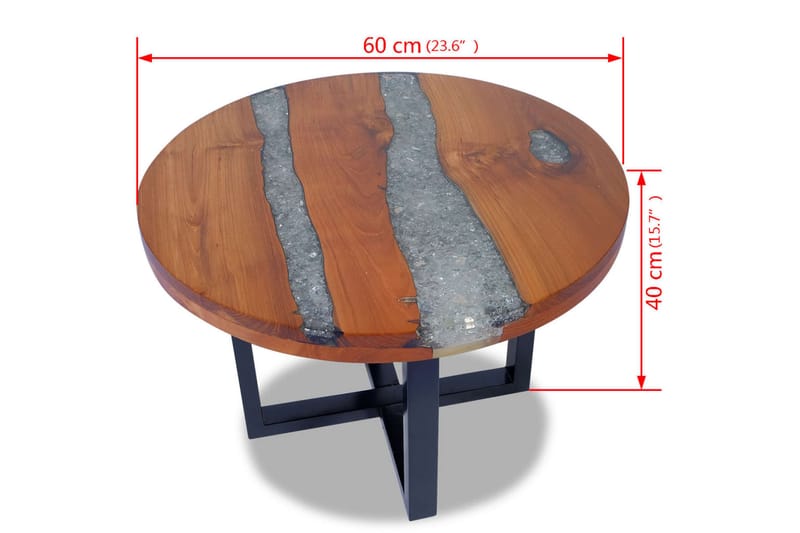 Sofabord I Teaktræ Og Plastik 60 Cm - Brun - Sofabord