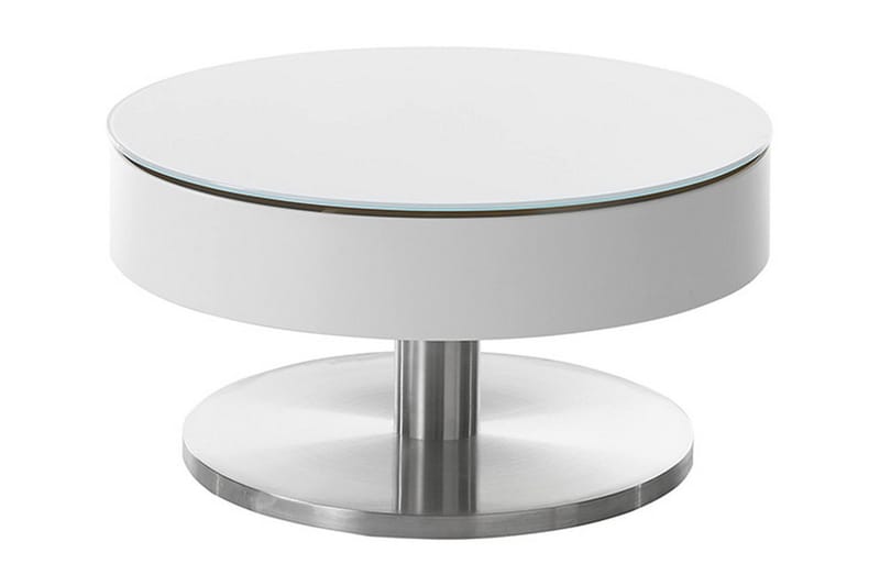 Sofabord Kaffe Sofabord_502 79 cm - Glas / Hvid / Sølv - Møbler - Borde - Sofabord