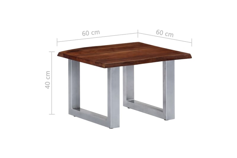 Sofabord M. Levende Kanter Massivt Akacietræ 60 X 60 X 40 Cm - Brun - Møbler - Borde - Sofabord