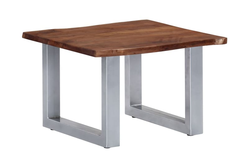 Sofabord M. Levende Kanter Massivt Akacietræ 60 X 60 X 40 Cm - Brun - Møbler - Borde - Sofabord