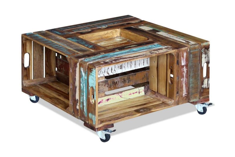Sofabord Massivt Genbrugstræ 70X70X35 cm - Møbler - Borde - Sofabord