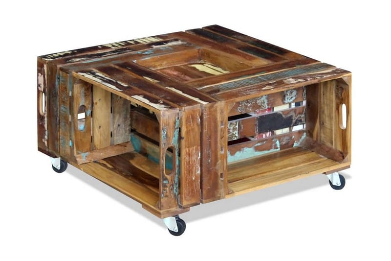 Sofabord Massivt Genbrugstræ 70X70X35 cm - Møbler - Borde - Sofabord