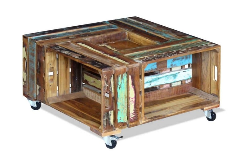 Sofabord Massivt Genbrugstræ 70X70X35 cm - Møbler - Borde - Sofabord