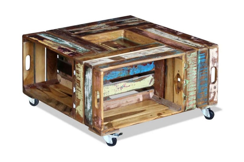 Sofabord Massivt Genbrugstræ 70X70X35 cm - Møbler - Borde - Sofabord