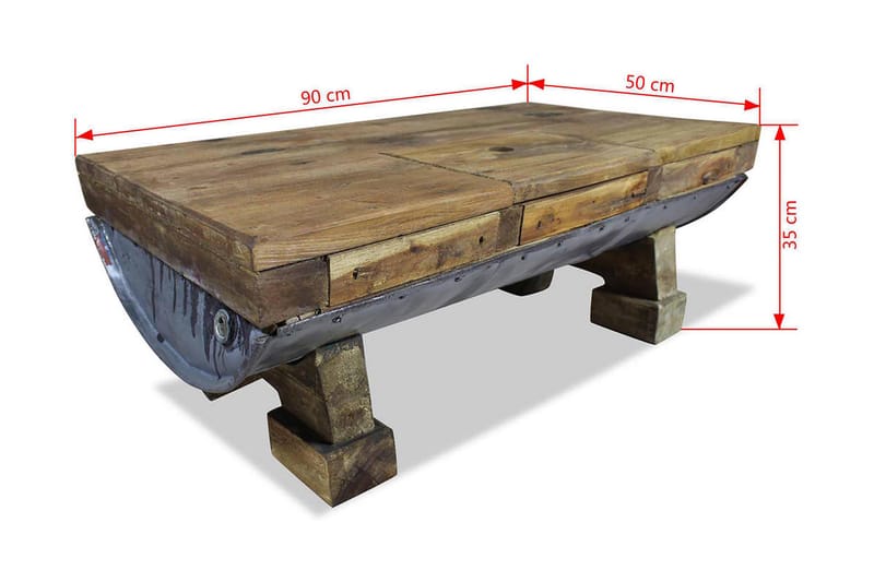 Sofabord Massivt Genbrugstræ 90 X 50 X 35 Cm - Brun - Møbler - Borde - Sofabord
