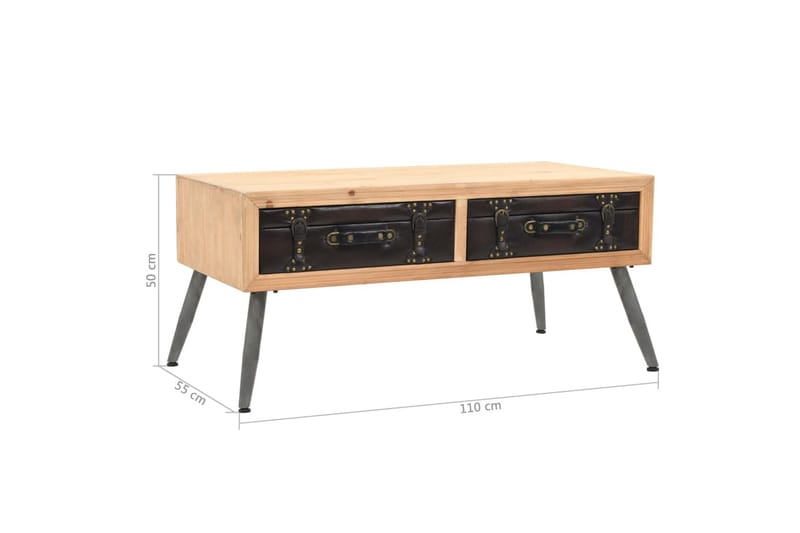 Sofabord Massivt Grantræ 115 X 55 X 50 Cm - Brun - Møbler - Borde - Sofabord