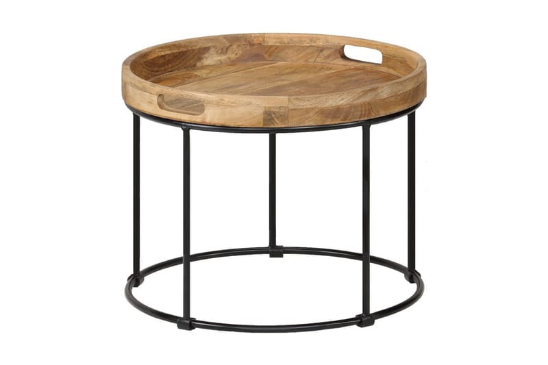 Sofabord Massivt Mangotræ Og Stål 50 X 40 Cm - Brun - Møbler - Borde - Sofabord