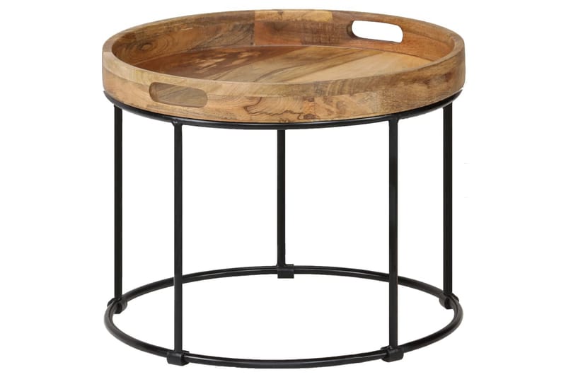 Sofabord Massivt Mangotræ Og Stål 50 X 40 Cm - Brun - Møbler - Borde - Sofabord